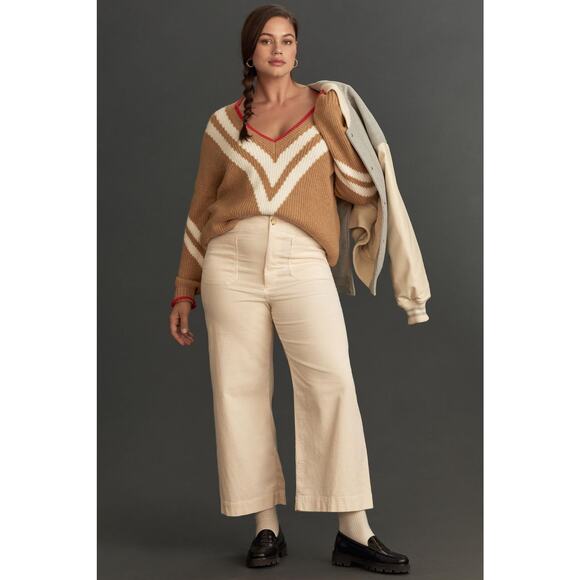 NWT Maeve Colette Cream Wide-Leg Corduroy Pants-Plus 20W - Picture 1 of 5